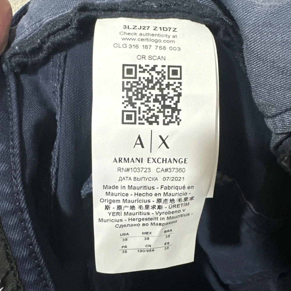 Armani Exchange Men's J27 Skinny Biker Dark Blue Stretch Pants Jeans Size 38